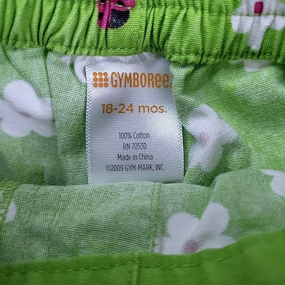 Y2K‎ GYMBOREE Ladybug Pull-On Shorts Pink Green Size 18-24mo